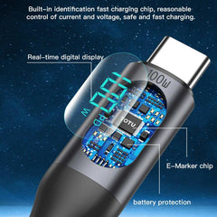 TOTU CB-7-T-B 30W USB to Type-C Digital Display Braided Fast Charging Data Cable, USB to Type-C