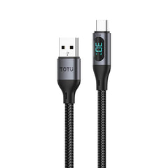 TOTU CB-7-T-B 30W USB to Type-C Digital Display Braided Fast Charging Data Cable, USB to Type-C