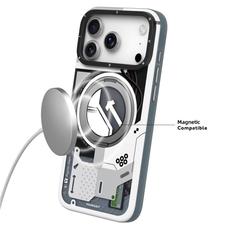 YOUNGKIT Starship Series Rotation Holder IMD TPU Magnetic Phone Case, For iPhone 17 Pro Max, For iPhone 17 Pro