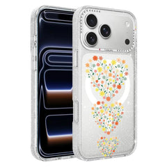Flower Pattern IMD Glitter Magnetic Phone Case, For iPhone 17 Pro Max, For iPhone 17 Pro