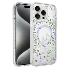 Flower Pattern IMD Glitter Magnetic Phone Case, For iPhone 15 Pro Max, For iPhone 15 Pro