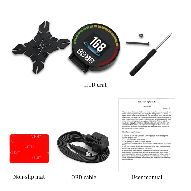 P15 OBD2 Car HUD Head-up Display Water Temperature / Vehicle Speed / Voltage, P15