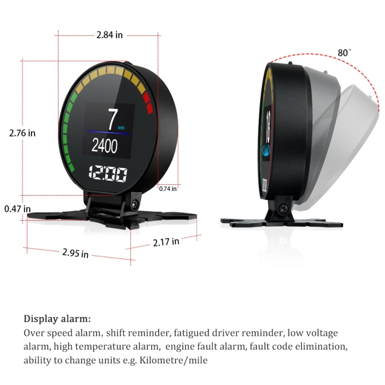 P15 OBD2 Car HUD Head-up Display Water Temperature / Vehicle Speed / Voltage, P15