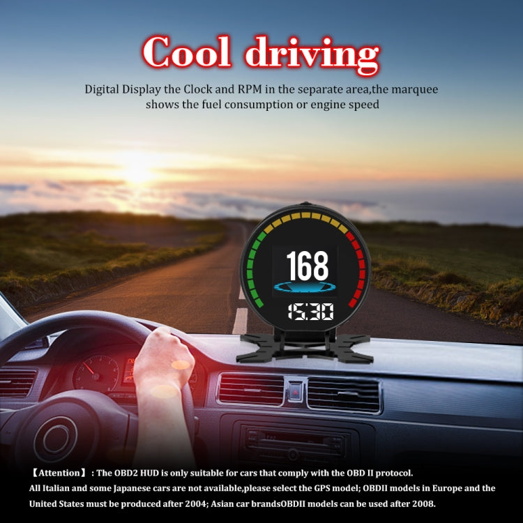 P15 OBD2 Car HUD Head-up Display Water Temperature / Vehicle Speed / Voltage, P15