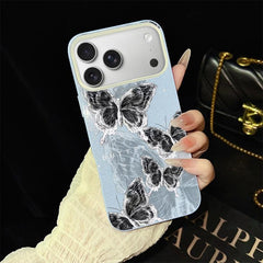 Sketch Butterflies Pattern IMD Glitter PC Hybrid TPU Phone Case, For iPhone 18 Pro / 17 Pro, For iPhone 18 Pro Max / 17 Pro Max, For iPhone 17e / 16e, For iPhone 17