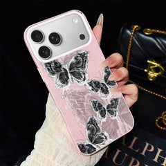 Sketch Butterflies Pattern IMD Glitter PC Hybrid TPU Phone Case, For iPhone 18 Pro / 17 Pro, For iPhone 18 Pro Max / 17 Pro Max, For iPhone 17e / 16e, For iPhone 17