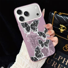 Sketch Butterflies Pattern IMD Glitter PC Hybrid TPU Phone Case, For iPhone 18 Pro / 17 Pro, For iPhone 18 Pro Max / 17 Pro Max, For iPhone 17e / 16e, For iPhone 17