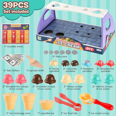 Parent-child Interaction Pretend Play DIY Ice Cream Cone Sackable Store Game