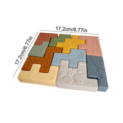 10pcs / Set Children Early Educational Soft Building Block Relief-carved Stacking Game, Animals, House