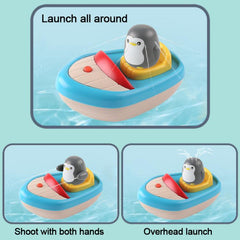 360-degree Rotating Electric Water-spraying Penguin Boat Children Bath Toy