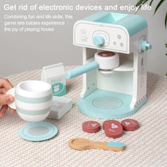 Children Pretend Play Wooden Simulation Coffee Machine Toy