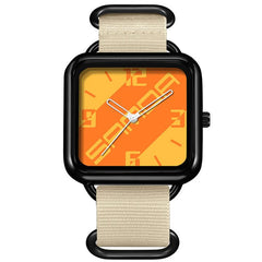 SANDA 3261 Colorful Casual 5ATM Water-Resistant Student Quartz Watch, Nylon Beige, Nylon Black