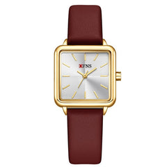 SANDA 1316 Ladies 3ATM Waterproof Alloy Case Quartz Watch, Leather-Red