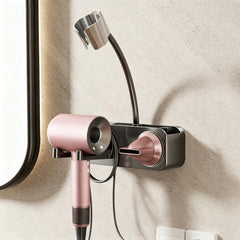 No-drill Suction Cup Bathroom Hair Dryer Holder Storage Wall-mounted Rack, with Lazy Rack, without Lazy Rack