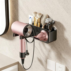 No-drill Suction Cup Bathroom Hair Dryer Holder Storage Wall-mounted Rack, with Lazy Rack, without Lazy Rack