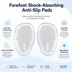 2 Pairs Half Size Self-adhesive Shock-absorbing Anti-slip Forefoot Pads