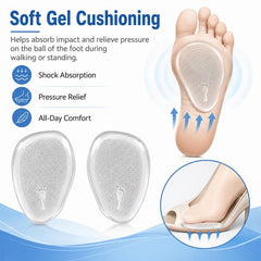 2 Pairs Half Size Self-adhesive Shock-absorbing Anti-slip Forefoot Pads