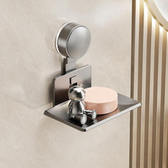 No Drilling Wall Mounted Suction Cup Soap Holder Drainable Metal Storage Tray, Single Pack, 2pcs Pack, 3pcs Pack