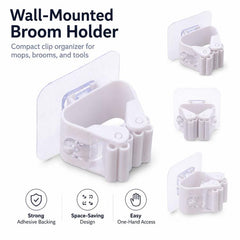 No-drill Suction Cup Bathroom Wall Mount Hook Mop Holder 4pcs, White  4pcs