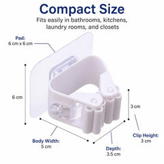 No-drill Suction Cup Bathroom Wall Mount Hook Mop Holder 4pcs, White  4pcs