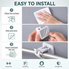 Drill-free Curtain Hanging Clips Multifunctional Curtain Rod Hook 4pcs, 30-50cm
