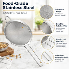 LsCook 3 in 1 Stainless Steel Strainer Spoon Filter Mesh, 6.9+12+17.6cm