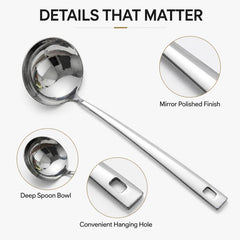 LsCook 7.2cm Stainless Steel Spoon, Soup Spoon, Strainer Spoon