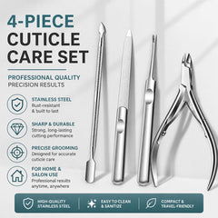 4pcs/Pack Cuticle Nipper, Cuticle Trimmer, Cuticle Pusher, Nail File Stainless Steel Manicure Tool Set