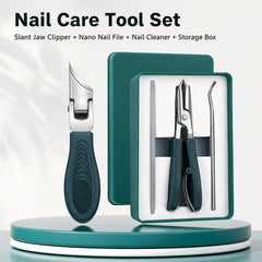 Pointed Slant Nail Clipper, Nano Nail File, Nail Cleaner Pick Combo Nail Care Tool Set