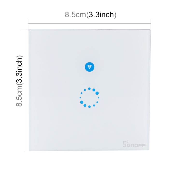 Sonoff  Touch 86mm 1 Gang Tempered Glass Panel Wall Switch Smart Home Light Touch Switch, Compatible with Alexa and Google Home, AC 90V-250V 400W 2A, 86mm