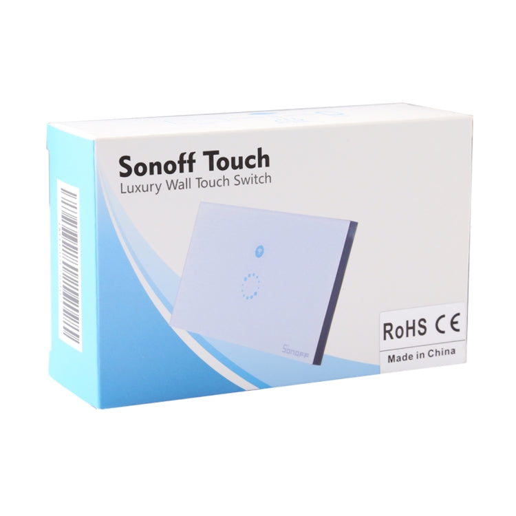Sonoff  Touch 120mm 1 Gang Tempered Glass Panel Wall Switch Smart Home Light Touch Switch, Compatible with Alexa and Google Home, AC 90V-250V 400W 2A, 120mm