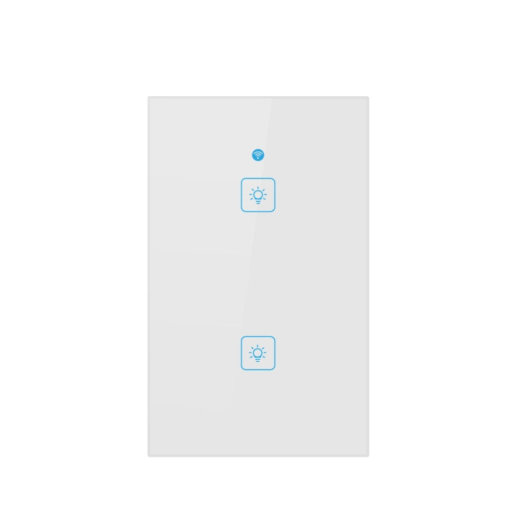 WS-US-02 EWeLink APP & Touch Control 2A 2 Gangs Tempered Glass Panel Smart Wall Switch, AC 90V-250V, US Plug, 2 Gangs