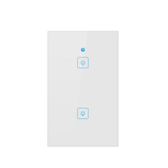 WS-US-02 EWeLink APP & Touch Control 2A 2 Gangs Tempered Glass Panel Smart Wall Switch, AC 90V-250V, US Plug, 2 Gangs
