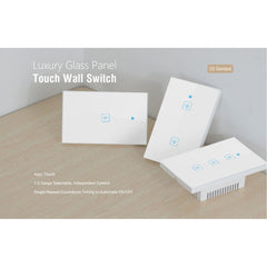 WS-US-02 EWeLink APP & Touch Control 2A 2 Gangs Tempered Glass Panel Smart Wall Switch, AC 90V-250V, US Plug, 2 Gangs