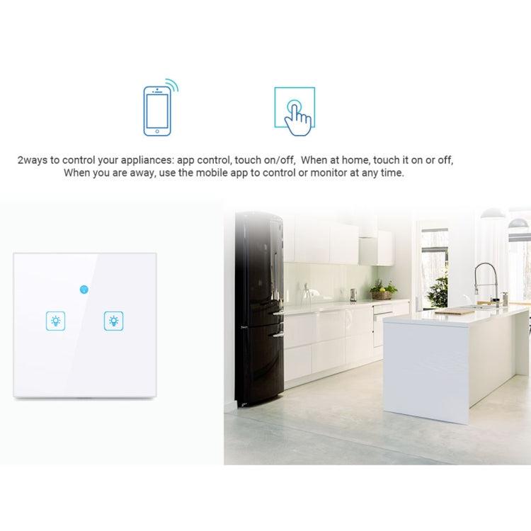 WS-UK-01 EWeLink APP & Touch Control 2A 1 Gang Tempered Glass Panel Smart Wall Switch, AC 90V-250V, UK Plug, 1 Gang