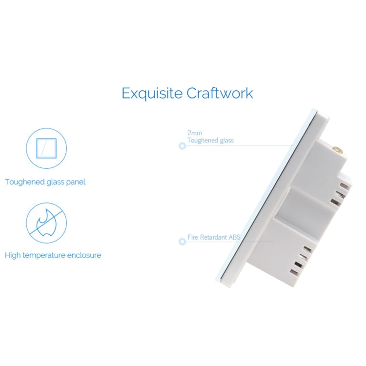 WS-UK-02 EWeLink APP & Touch Control 2A 2 Gangs Tempered Glass Panel Smart Wall Switch, AC 90V-250V, UK Plug, 2 Gangs