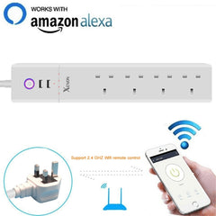 2 x USB Ports + 4 x UK Plug Jack WiFi Remote Control Smart Power Socket Works with Alexa & Google Home, Cable Length: 1.8m, AC 90-265V, UK Plug, 4xUSB + 3xUK Plug(UK Plug)