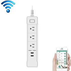 C198B 2 USB Ports + 3 US Sockets WiFi Smart Power Plug Socket, Compatible with Alexa and Google Home, AC 110V-240V, US Plug, White