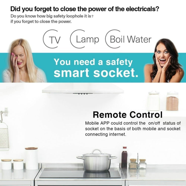 JH-G09U 15A 2.4GHz WiFi Control Hubless Smart Home Power Socket Works with Alexa  & Google Home, AC 100-240V, US Plug, JH-G09U