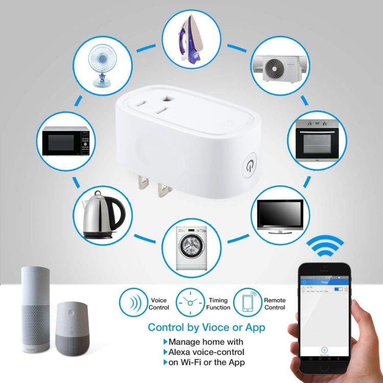 JH-G09U 15A 2.4GHz WiFi Control Hubless Smart Home Power Socket Works with Alexa  & Google Home, AC 100-240V, US Plug, JH-G09U