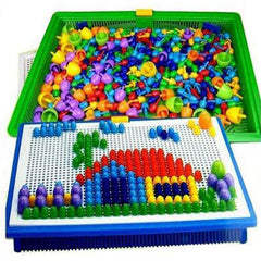 296 in 1 / Set Early Childhood Educational Creative DIY Desktop Mushroom Nail Puzzle Game Toy, 296 in 1 / Green
