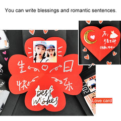 Heart Shape DIY Handmade Photo Album Surprise Explosion Bouncing Gift Box, DIY Album