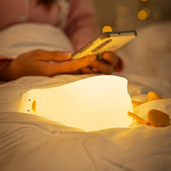1W USB Charging LED Lie Flat Duck Silicone Touch Sensing Night Light, Flat Duck