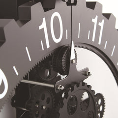 Home Simple European Style Triangular Mechanical Gears Wall Clock, Black, Silver