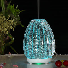 100ml Creative Vase Shape Aromatherapy Machine 3D Glass Humidifier Automatic Alcohol Sprayer with Colorful LED Lamp, 3D Glass Humidifier