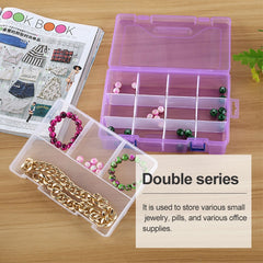 Double layer 8 Slots Plastic Jewelry Box Organizer Storage Container with Adjustable Dividers, 8 Slots (Blue), 8 Slots (Purple), 8 Slots (White), 8 Slots (Pink)