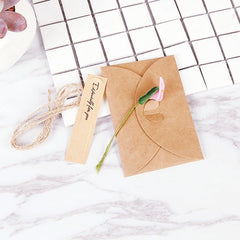 10 PCS Festival Creative DIY Retro Kraft Paper Handmade Small Dry Flower Greeting Card Birthday Card, Sunflower