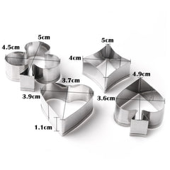 3 Sets Stainless Steel Poker Cookie Mold Playing Cards Cake Fondant Mold Spade Heart Biscuit Cutter, 3 Sets