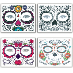 4pcs Halloween Waterproof Temporary Face Tattoo Stickers, Size: 150*125mm, Random Style Delivery, 150*125mm