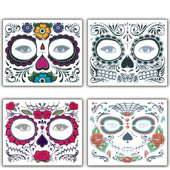 4pcs Halloween Waterproof Temporary Face Tattoo Stickers, Size: 150*125mm, Random Style Delivery, 150*125mm